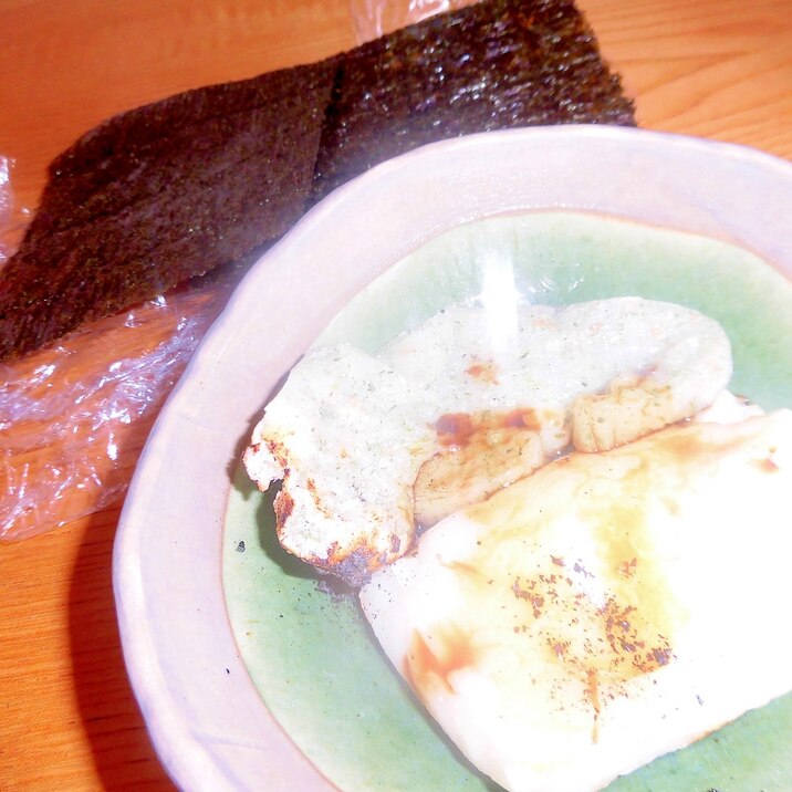 蓬餅と角餅の醤油海苔
